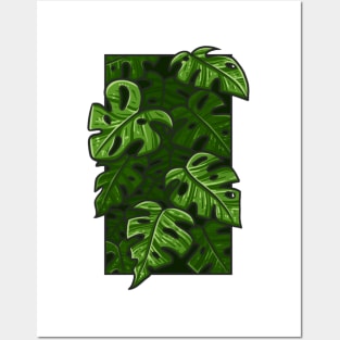 Monstera Leaves Doodle Posters and Art